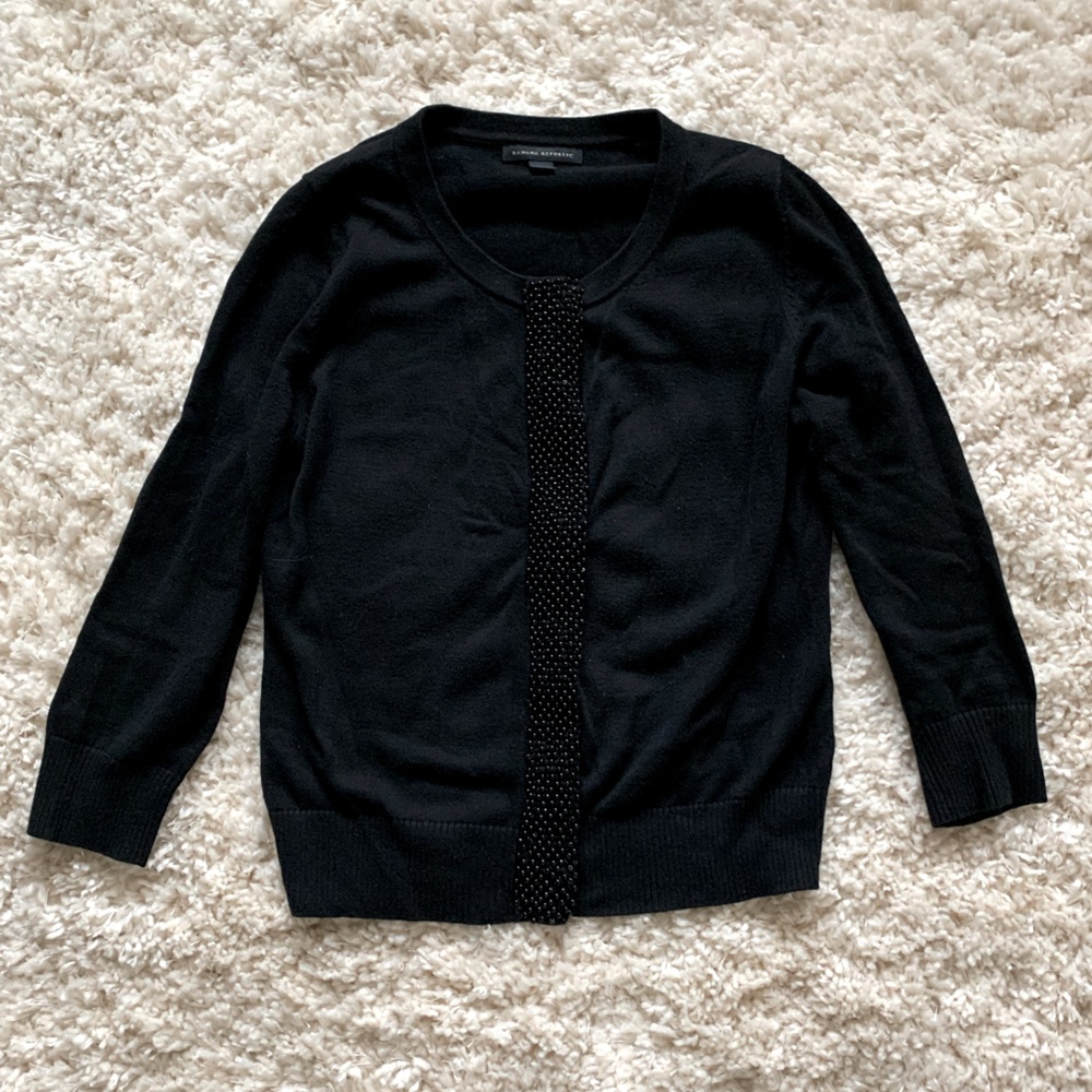 Black sweater with bead detail
